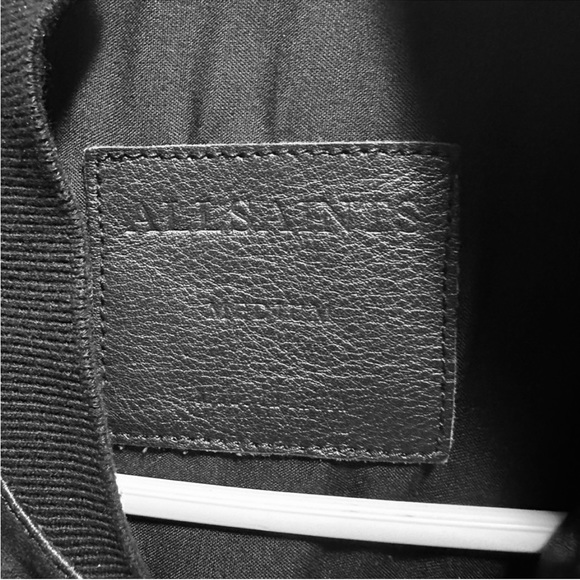 SOLD!! NWT MENS ALLSAINTS KINO BLACK BIKER LEATHER BOMBER JACKET STREETWEAR SZ M - Picture 11 of 15